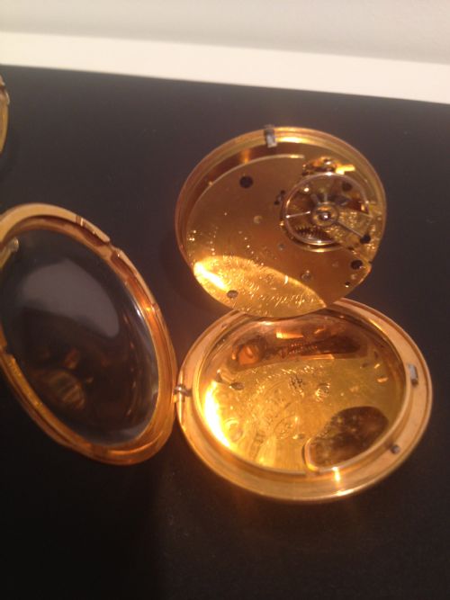 GOLD AND ENAMEL POCKET WATCH 