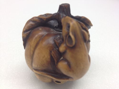 fig 2. LARGE JAPANESE BOXWOOD NETSUKE RATS ON FRUIT SIGNED