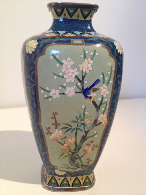 Japanese Silver Cloisonne Vase Signed "Hayashi Kodenji"