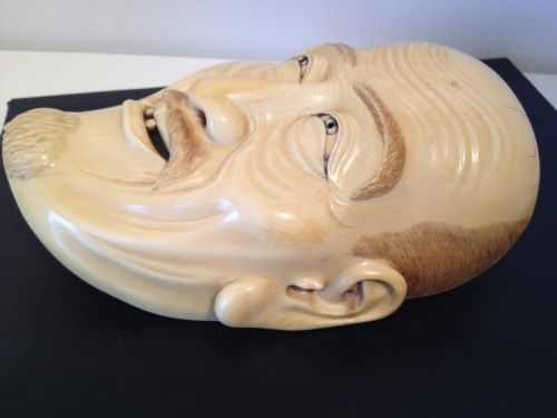 fig 1. STUNNING LARGE JAPANESE IVORY FACE MASK SIGNED MEIJI PERIOD 1868-1912