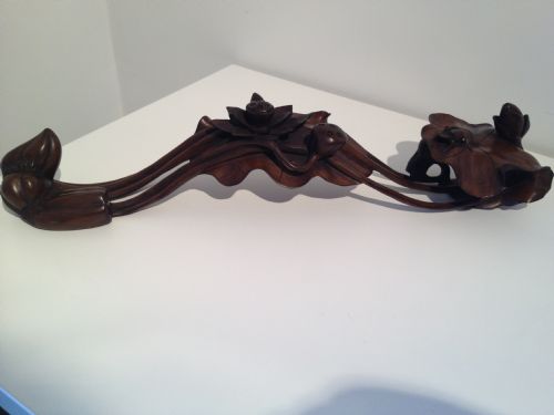 Finely Carved Chinese Wooden Ryui Sceptre with Toad