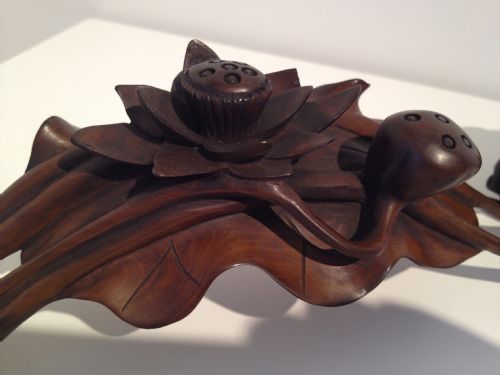 FINELY CARVED CHINESE WOODEN RYUI SCEPTRE WITH TOAD View III