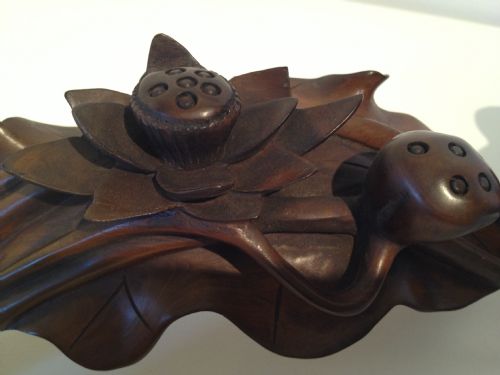 FINELY CARVED CHINESE WOODEN RYUI SCEPTRE WITH TOAD View X