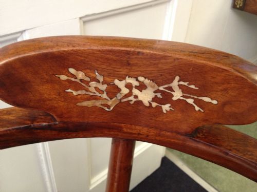 PAIR OF CHINESE HARDWOOD MOTHER OF PEARL CORNER CHAIRS View VII