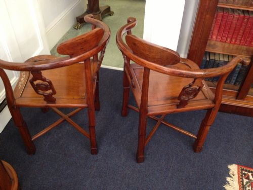PAIR OF CHINESE HARDWOOD MOTHER OF PEARL CORNER CHAIRS View VIII