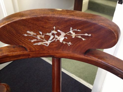 PAIR OF CHINESE HARDWOOD MOTHER OF PEARL CORNER CHAIRS View VI