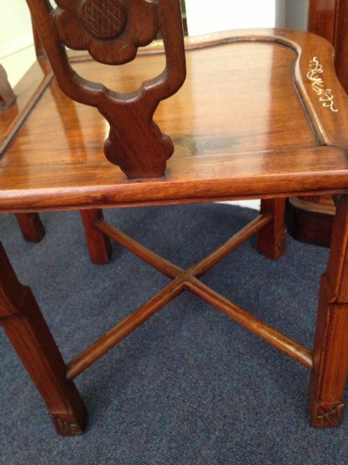PAIR OF CHINESE HARDWOOD MOTHER OF PEARL CORNER CHAIRS View IX