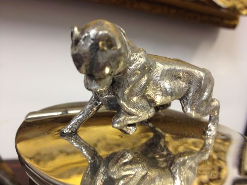 LARGE SILVER PLATED TABLE SNUFF MULL 