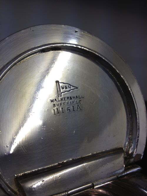 LARGE SILVER PLATED TABLE SNUFF MULL 
