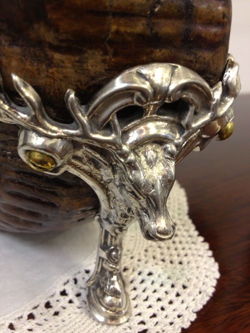 LARGE SILVER PLATED TABLE SNUFF MULL 