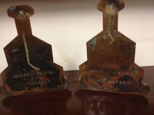 UNUSUAL ARTS & CRAFTS STYLE BRASS CANDLE HOLDERS FISHING AND GOLF View IV