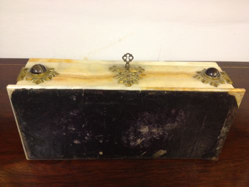 GREAT VICTORIAN MARBLE GLOVE BOX INSET CABACHONS View VIII