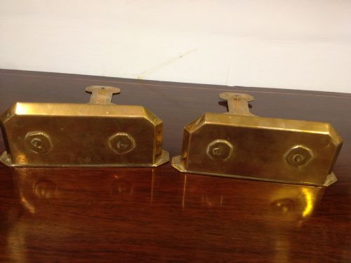 UNUSUAL ARTS & CRAFTS STYLE BRASS CANDLE HOLDERS FISHING AND GOLF View VI