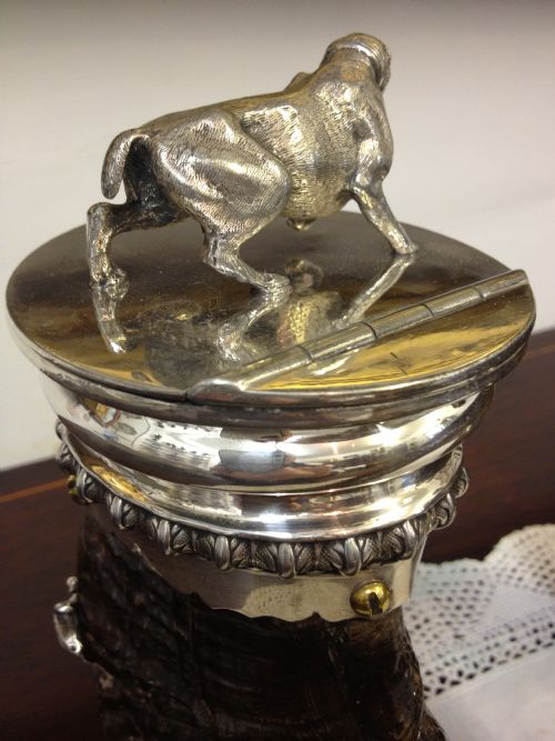 LARGE SILVER PLATED TABLE SNUFF MULL 