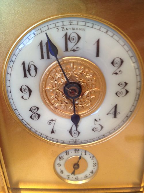 VICTORIAN GRAND SONNERIE CARRIAGE CLOCK RETAILER BAUMANN VIENNA View VII