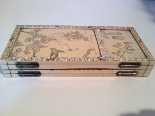 SUPERB JAPANESE IVORY FOUR FOLD TABLE SCREEN MEIJI PERIOD 1868-1912 View XIII