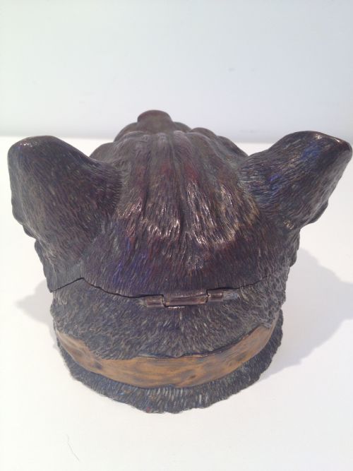 FANTASTIC LARGE AUSTRIAN COLD PAINTED BRONZE CAT INKWELL View IV