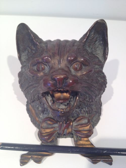 FANTASTIC LARGE AUSTRIAN COLD PAINTED BRONZE CAT INKWELL View VII