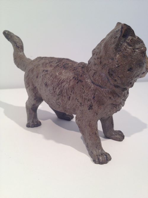 AUSTRIAN 19TH C COLD PAINTED BRONZE CAT STAMPED GESHUTZT View III