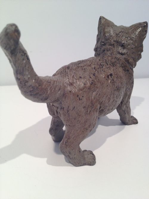 AUSTRIAN 19TH C COLD PAINTED BRONZE CAT STAMPED GESHUTZT View IV