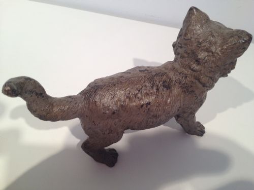 AUSTRIAN 19TH C COLD PAINTED BRONZE CAT STAMPED GESHUTZT View V