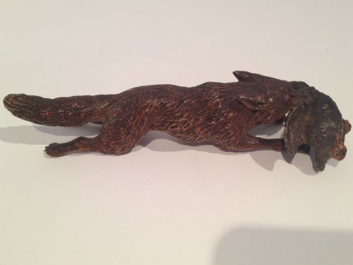19TH C AUSTRIAN COLD PAINTED BRONZE FOX WITH PREY View III