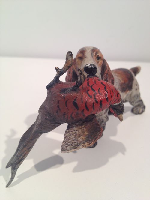 AUSTRIAN COLD PAINTED BRONZE DOGS BULLDOG AND RETREIVER WITH PHEASANT View VIII