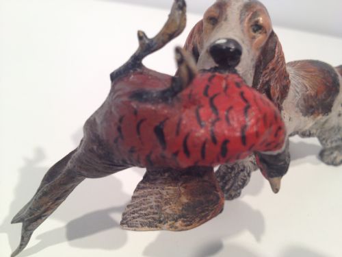 AUSTRIAN COLD PAINTED BRONZE DOGS BULLDOG AND RETREIVER WITH PHEASANT View IX