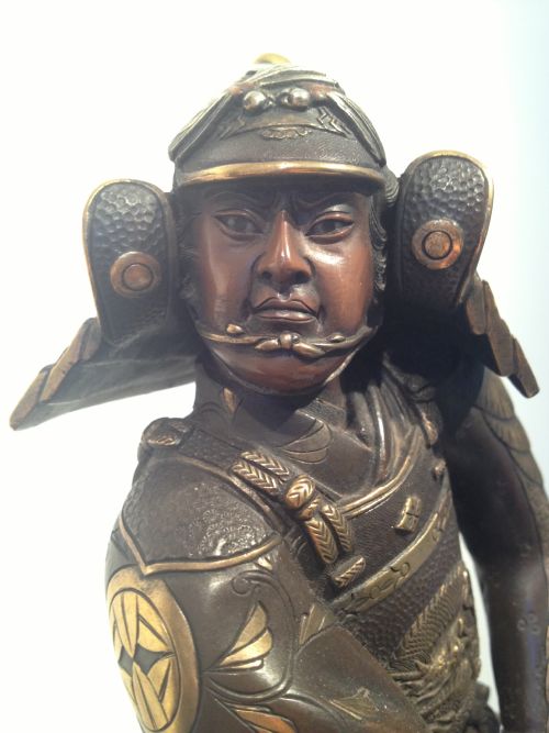 MAGNIFICENT PAIR OF JAPANESE BRONZE SAMURAI WARRIORS AKASOFU GYOKO MEIJI View VII