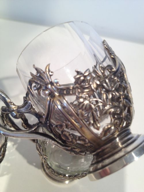  ART NOUVEAU STYLE SILVER DECANTER SET LONDON 1900 View XII