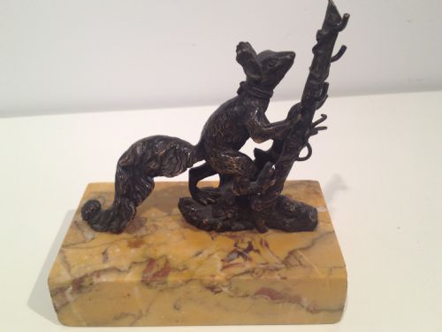 Unusual 19th C Bronze Squirrel Ring Tree