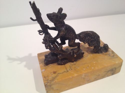UNUSUAL 19TH C BRONZE SQUIRREL RING TREE View III