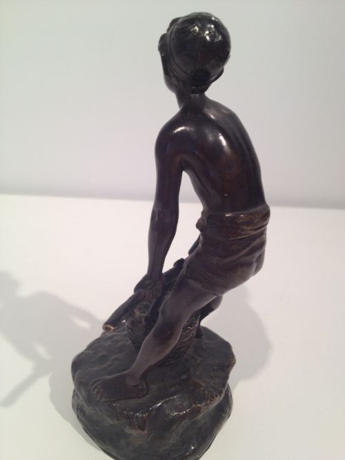 19TH C BRONZE BOY FARMER SIGNED RUFF View III