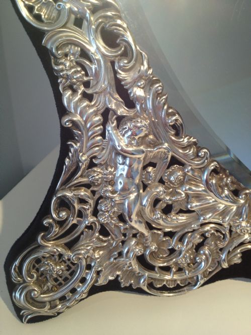fig 1. LARGE VICTORIAN SILVER HEART SHAPED MIRROR W.COMYNS
