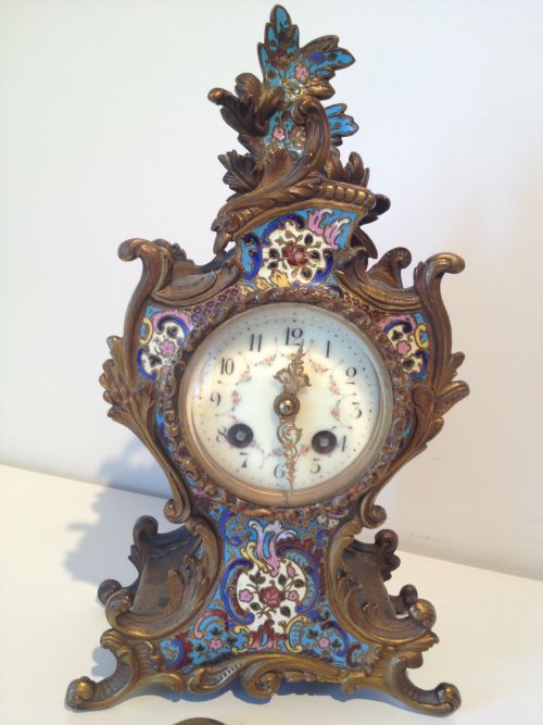 Quality French Champleve Enamel Ormolu Mantel Clock