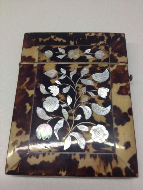 Superb Condition Tortoiseshell Silver and M.o.p Card Case