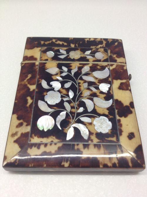 fig 1. SUPERB CONDITION TORTOISESHELL SILVER AND M.O.P CARD CASE