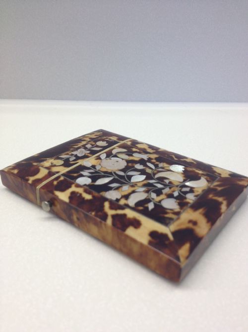 SUPERB CONDITION TORTOISESHELL SILVER AND M.O.P CARD CASE View IV