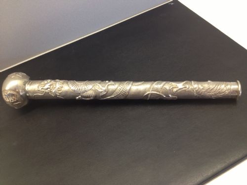 19th Century Chinese Silver Parasol Handle by Woshing