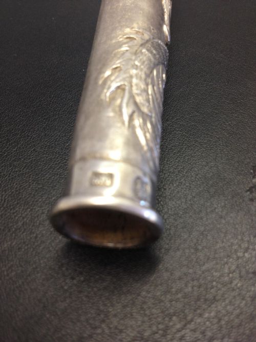 19TH CENTURY CHINESE SILVER PARASOL HANDLE BY WOSHING View V