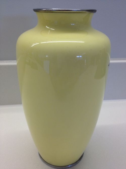JAPANESE YELLOW GROUND CLOISONNE VASE SIGNED ANDO  View IV