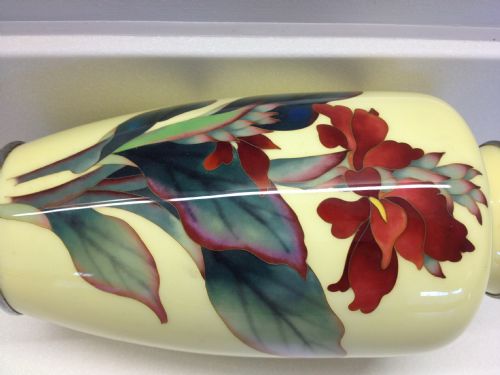 JAPANESE YELLOW GROUND CLOISONNE VASE SIGNED ANDO  View VI
