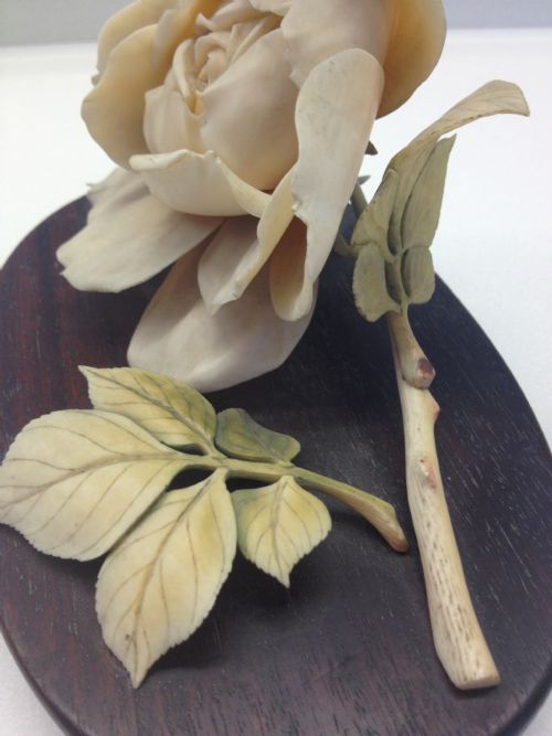 SUPERB QUALITY CHINESE STAINED IVORY FLOWER ON STAND View VI