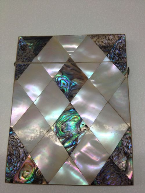 fig 1. FABULOUS CONDITION ABALONE & MOTHER OF PEARL CARD CASE