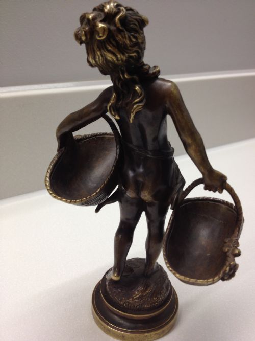 fig 1. SCANTILY CLAD BRONZE MAIDEN CARRYING BASKETS AUGUSTUS MOREAU 1855-1919