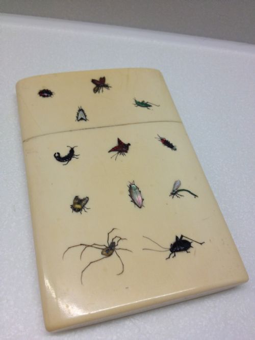 fig 2. RARE JAPANESE IVORY SHIBAYAMA INLAID CARD CASE mEIJI PERIOD 1868-1912