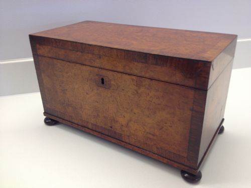 Impressive Georgian Pollard Oak & Rosewood Tea Caddy