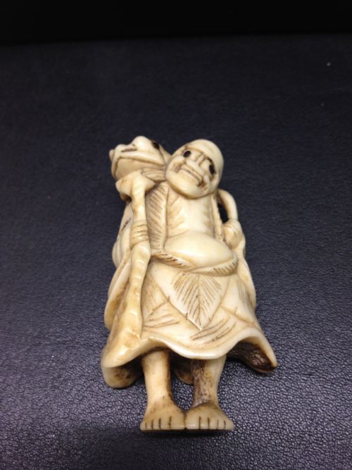 Japanese Stag Antler Netsuke of Gamma Senin Meiji Period