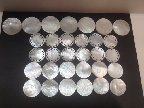 31 Chinese 19th Century Mother of Pearl Gaming Counters