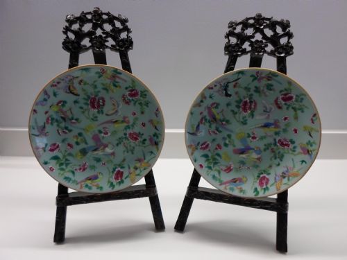 A Great Pair of Chinese 19th Century Celadon Dishes